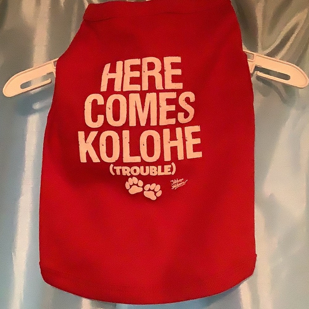 Red Dog Tee “Here comes Kolohe! (Trouble) 🐾” XL (46 - 70 lbs.) NWT, 100%… - Picture 2 of 5